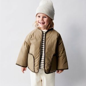 Zara Kids contrast quilted jacket - Light Brown, size 5-6 Years